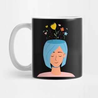 Woman With Flowers On Her Head Mug